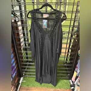 Gypsy Rose Black Sheer Boho Kimono Duster One Size Festival Witchy Hippie